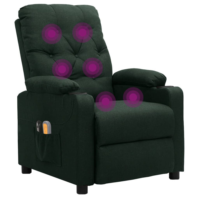 Fotoliu de masaj electric, verde închis, material textil - WALTI WALTI