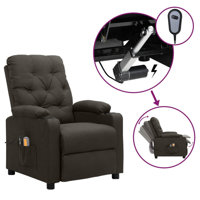 Fotoliu de masaj electric rabatabil, gri taupe, textil - WALTI WALTI
