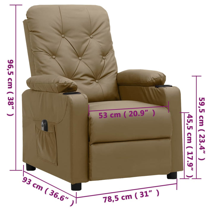 Fotoliu rabatabil electric, cappuccino, piele ecologică - WALTI WALTI