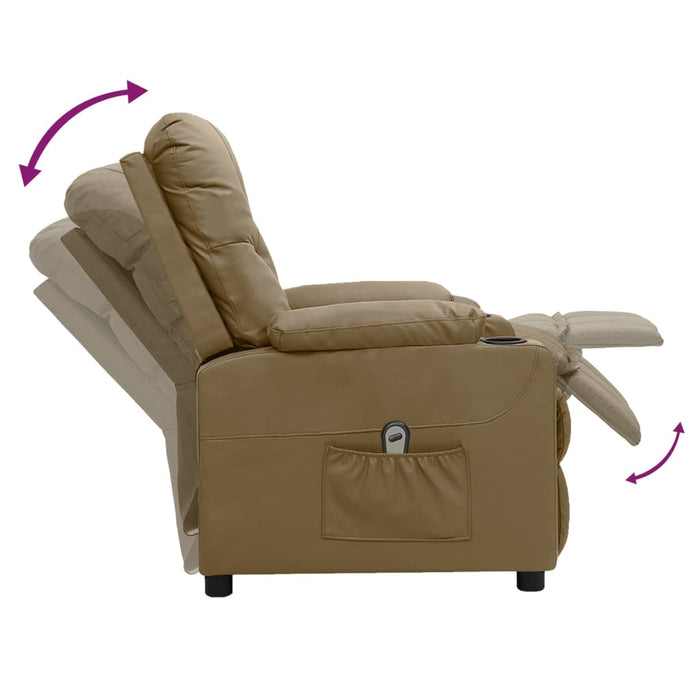 Fotoliu rabatabil electric, cappuccino, piele ecologică - WALTI WALTI