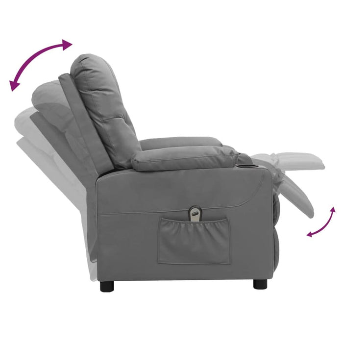 Fotoliu rabatabil electric, gri, piele ecologică - WALTI WALTI