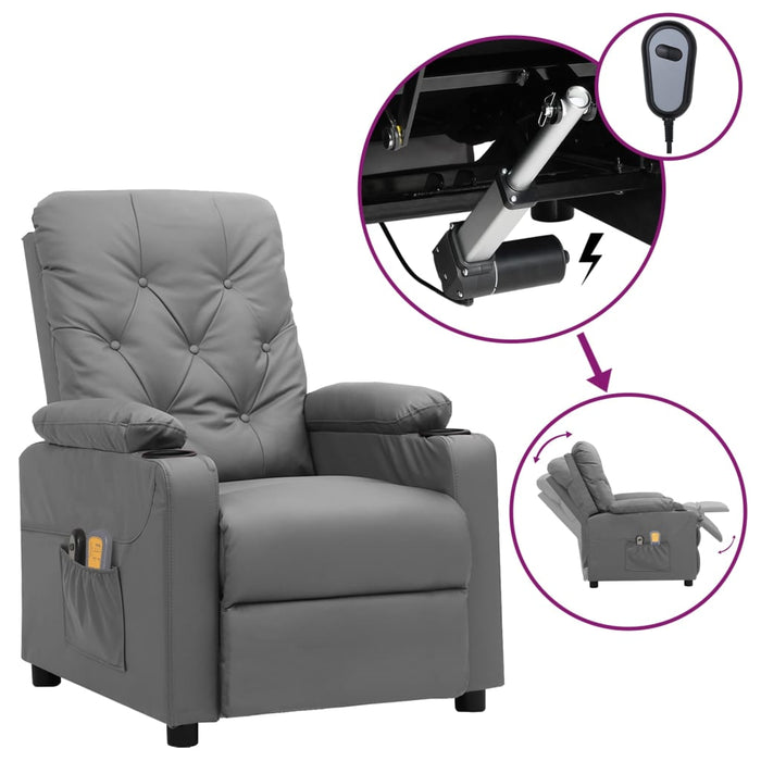 Fotoliu de masaj electric, gri, piele ecologică - WALTI WALTI