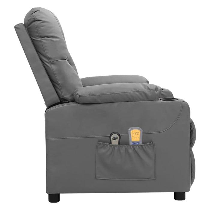 Fotoliu de masaj electric, gri, piele ecologică - WALTI WALTI