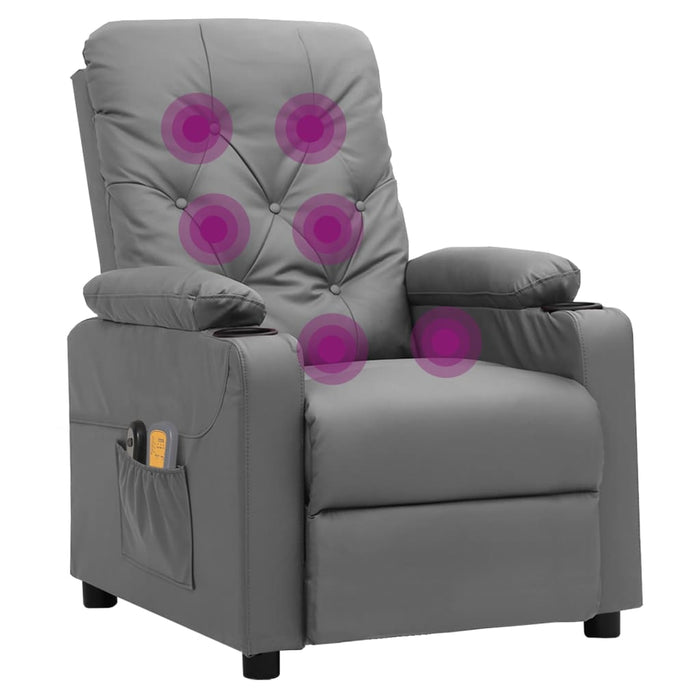Fotoliu de masaj electric, gri, piele ecologică - WALTI WALTI