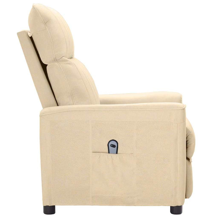 Fotoliu rabatabil electric, crem, material textil WALTI