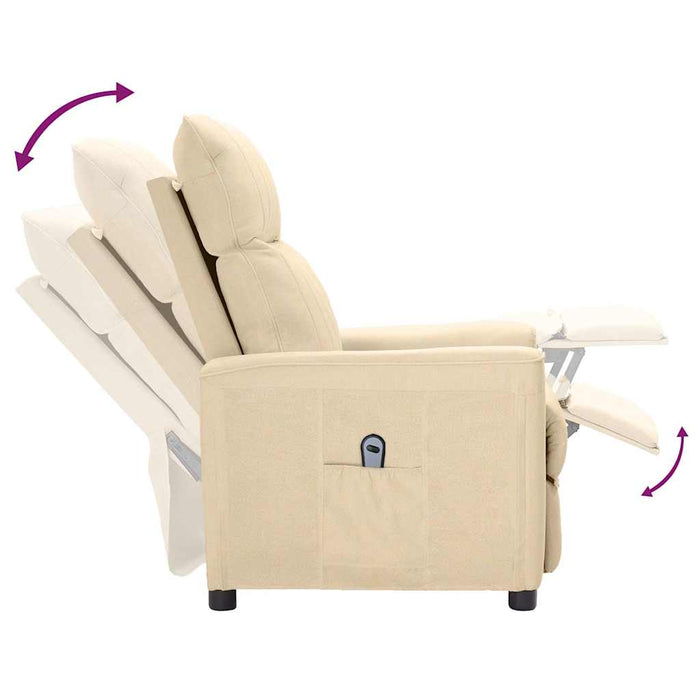 Fotoliu rabatabil electric, crem, material textil WALTI