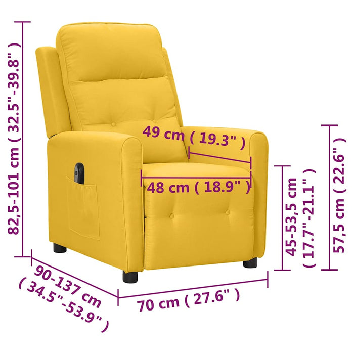 Fotoliu rabatabil electric, galben, material textil WALTI