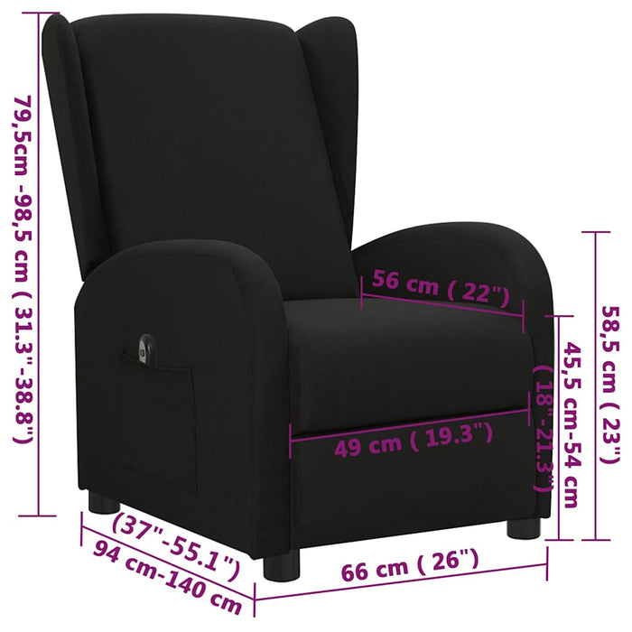 Fotoliu rabatabil electric, negru, material textil WALTI