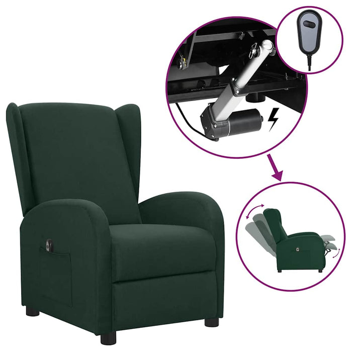 Fotoliu rabatabil electric, verde închis, material textil WALTI