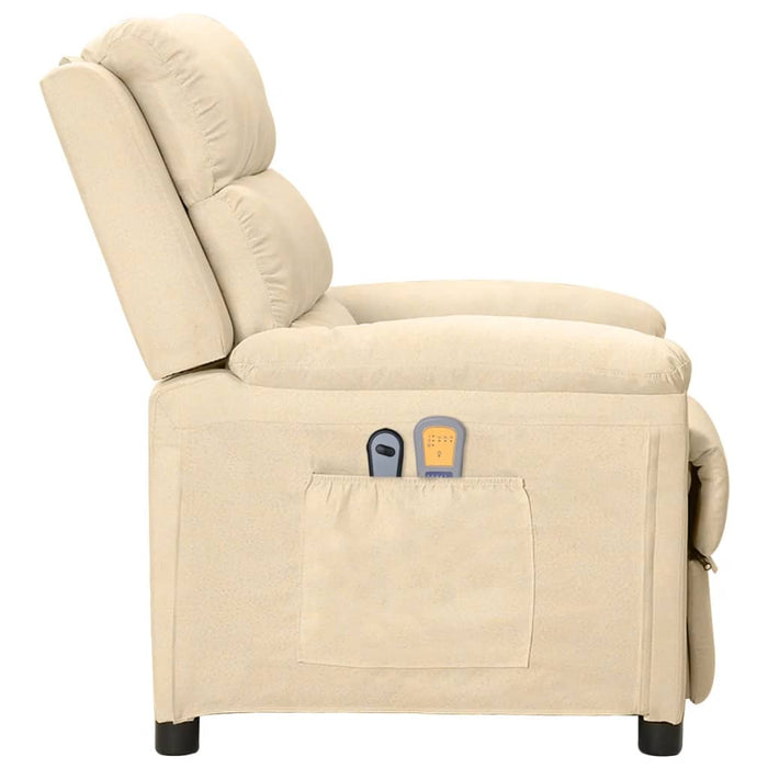 Fotoliu de masaj electric rabatabil, crem, textil - WALTI WALTI