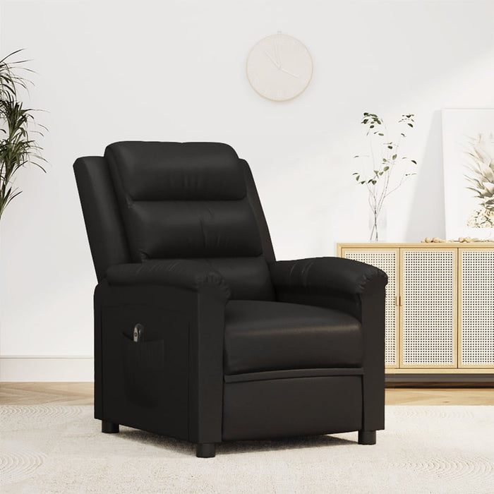 Fotoliu rabatabil electric, negru, piele ecologică WALTI
