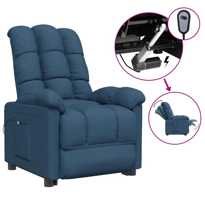 Fotoliu rabatabil electric, albastru, material textil WALTI