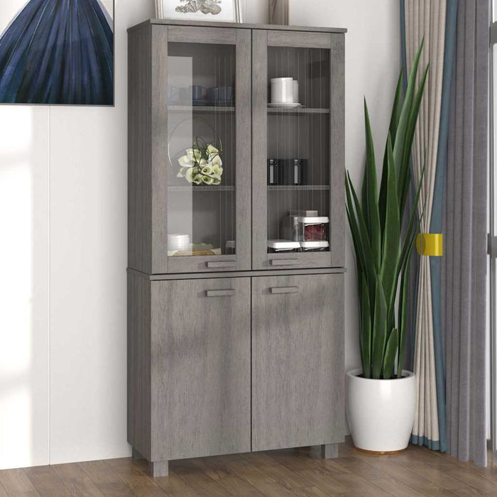 Dulap înalt „HAMAR”, gri deschis, lemn masiv de pin WALTI