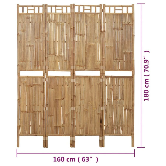 Paravan de cameră cu 4 panouri, 160 x 180 cm, bambus - WALTI WALTI