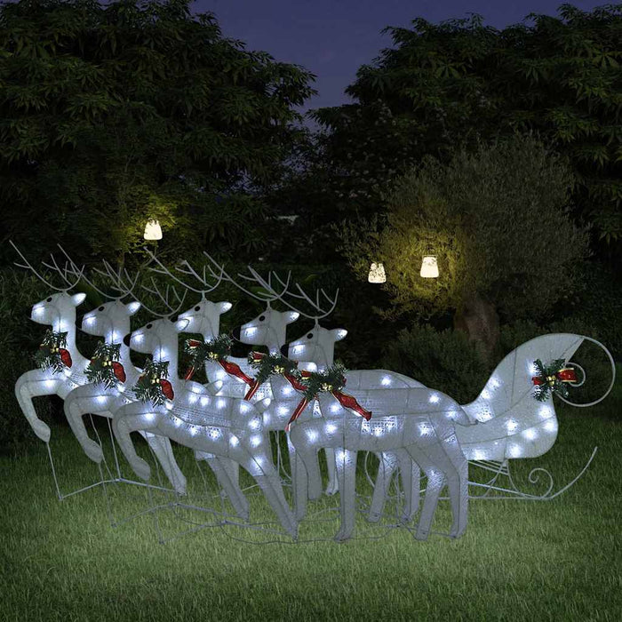Decor de Crăciun cu reni și sanie, 140 LED-uri, alb, exterior WALTI