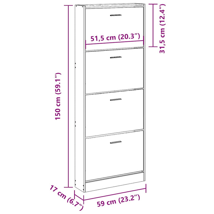 Pantofar, alb extralucios, 59x17x150 cm, lemn compozit - WALTI WALTI