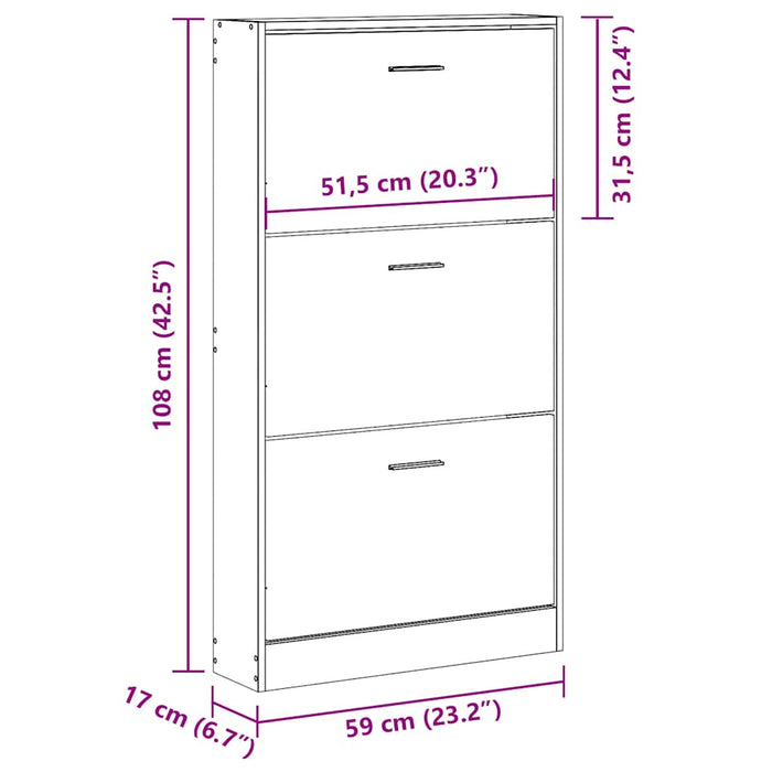 Dulap pentru pantofi, alb, 59x17x108 cm, lemn stratificat WALTI