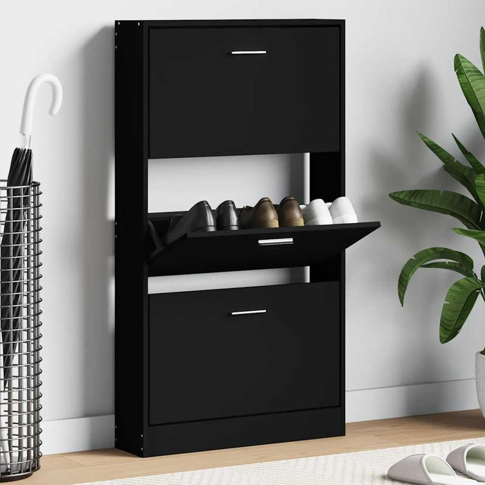Pantofar, negru, 59x17x108 cm, lemn compozit - WALTI WALTI