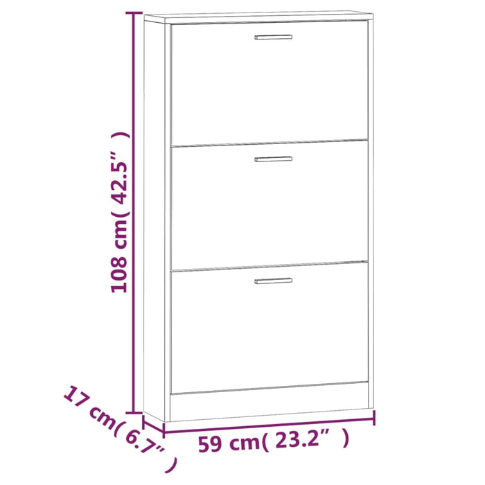 Pantofar, stejar maro, 59x17x108 cm, lemn compozit - WALTI WALTI