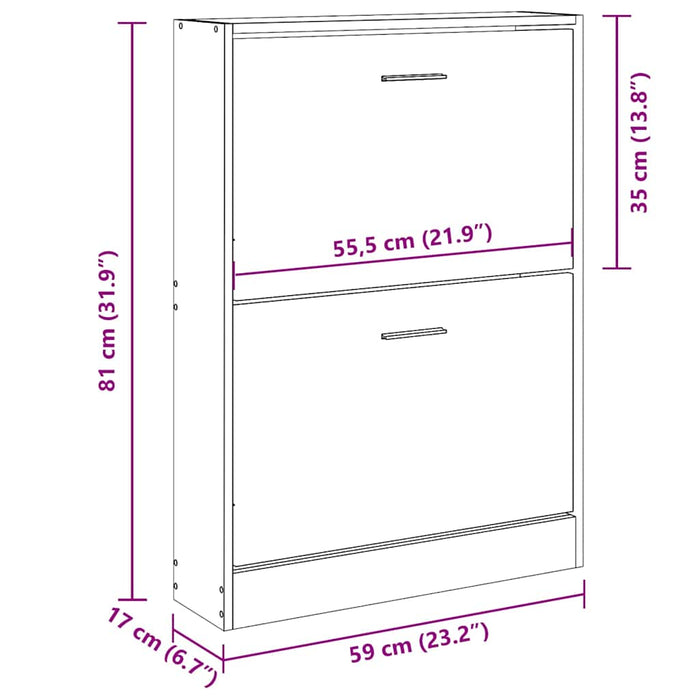Dulap pentru pantofi, alb, 59x17x81 cm, lemn stratificat WALTI
