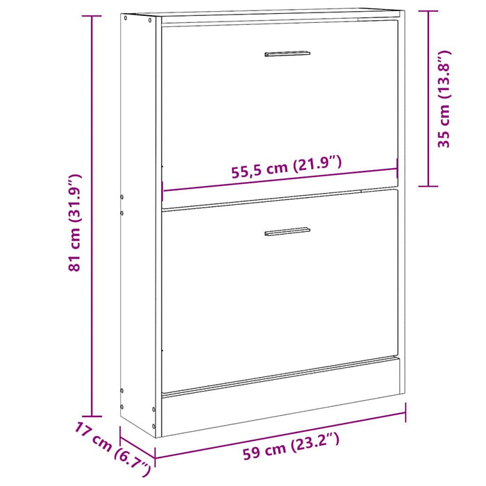Pantofar, gri beton, 59x17x81 cm, lemn compozit - WALTI WALTI
