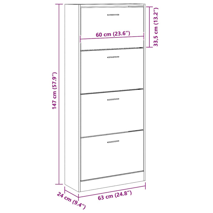 Pantofar, alb, 63x24x147 cm, lemn prelucrat - WALTI WALTI