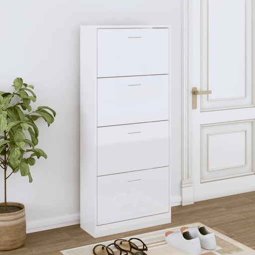 Pantofar, alb extralucios, 63x24x147 cm, lemn compozit - WALTI WALTI