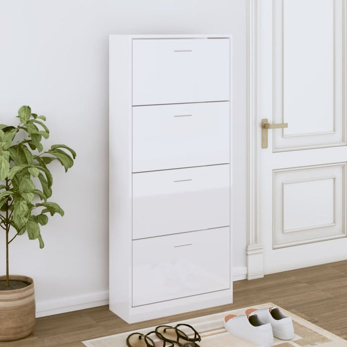 Pantofar, alb extralucios, 63x24x147 cm, lemn compozit - WALTI WALTI