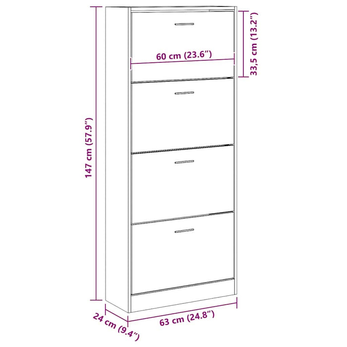 Pantofar, stejar fumuriu, 63x24x147 cm, lemn compozit - WALTI WALTI