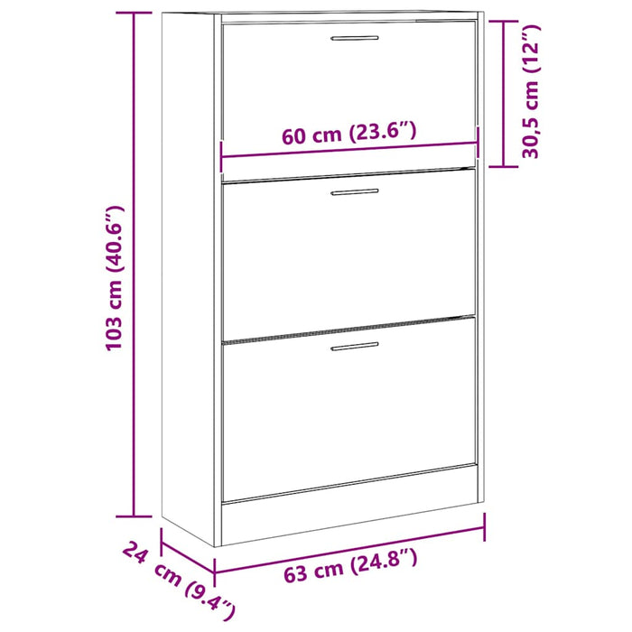 Pantofar, alb, 63x24x103 cm, lemn compozit - WALTI WALTI