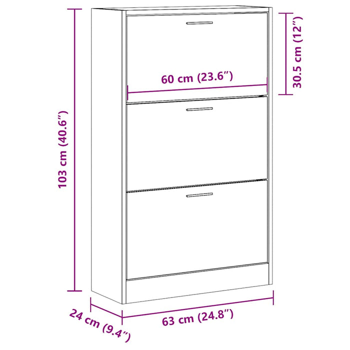 Pantofar, stejar sonoma, 63x24x103 cm, lemn prelucrat - WALTI WALTI