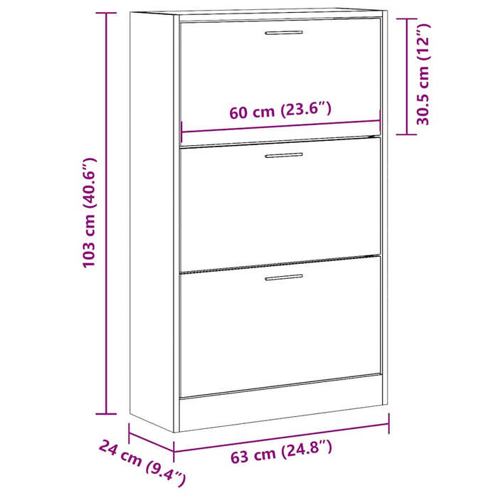 Pantofar, gri beton, 63x24x103 cm, lemn compozit - WALTI WALTI