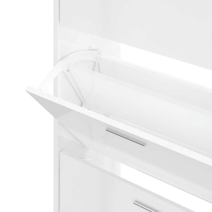 Pantofar, alb extralucios, 63x24x103 cm, lemn compozit - WALTI WALTI