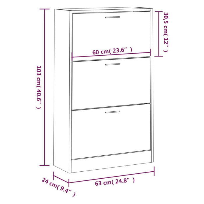 Pantofar, stejar fumuriu, 63x24x103 cm, lemn compozit - WALTI WALTI