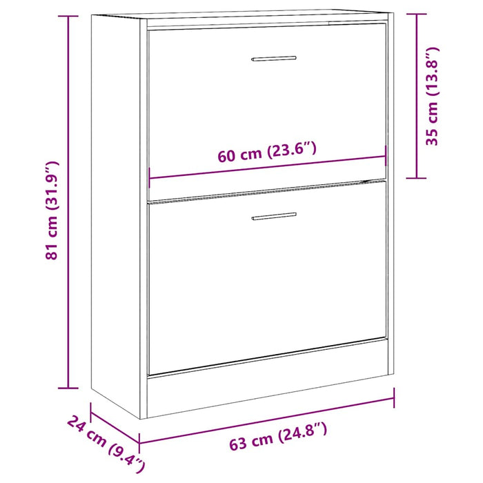 Pantofar, gri sonoma, 63x24x81 cm, lemn prelucrat - WALTI WALTI