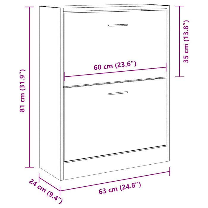Pantofar, stejar maro, 63x24x81 cm, lemn compozit - WALTI WALTI