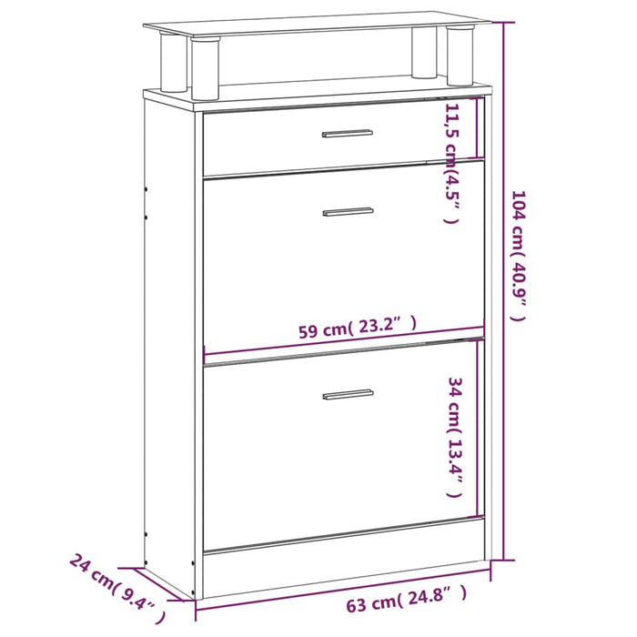 Pantofar, gri beton, 63x24x104 cm, lemn prelucrat - WALTI WALTI