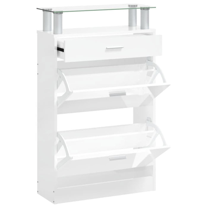 Pantofar, alb extralucios, 63x24x104 cm, lemn prelucrat - WALTI WALTI