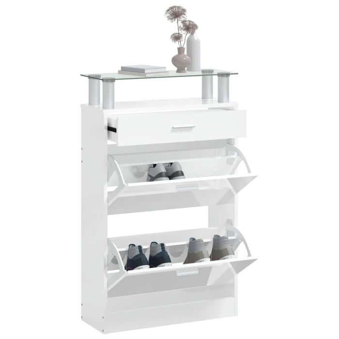 Pantofar, alb extralucios, 63x24x104 cm, lemn prelucrat - WALTI WALTI