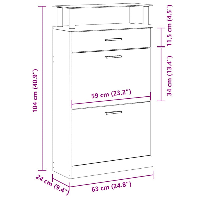 Pantofar, gri sonoma, 63x24x104 cm, lemn prelucrat WALTI