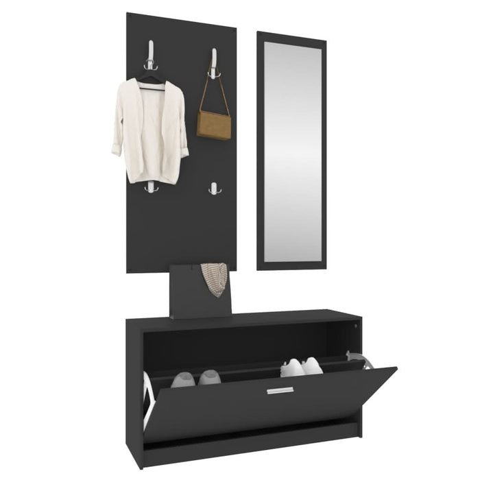 Set pantofar 3 în 1, negru, lemn prelucrat - WALTI WALTI