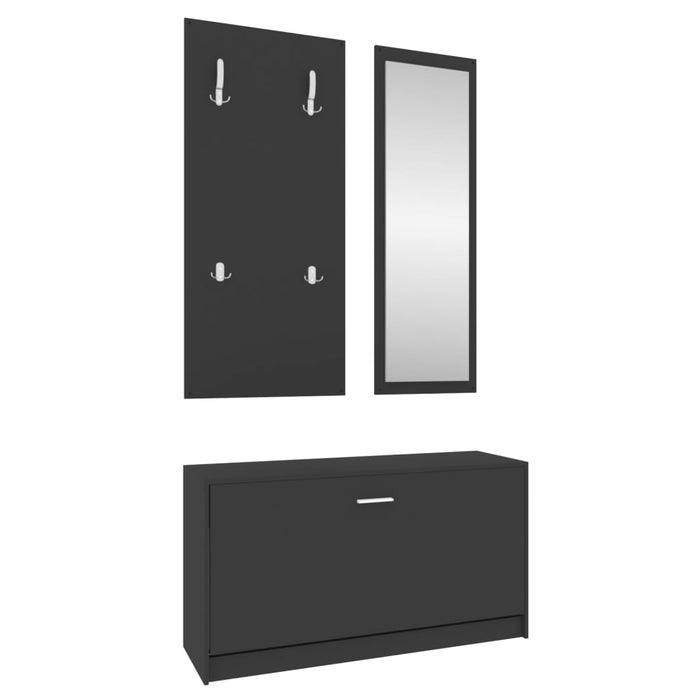Set pantofar 3 în 1, negru, lemn prelucrat - WALTI WALTI