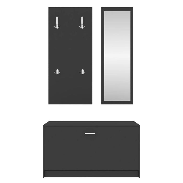 Set pantofar 3 în 1, negru, lemn prelucrat - WALTI WALTI
