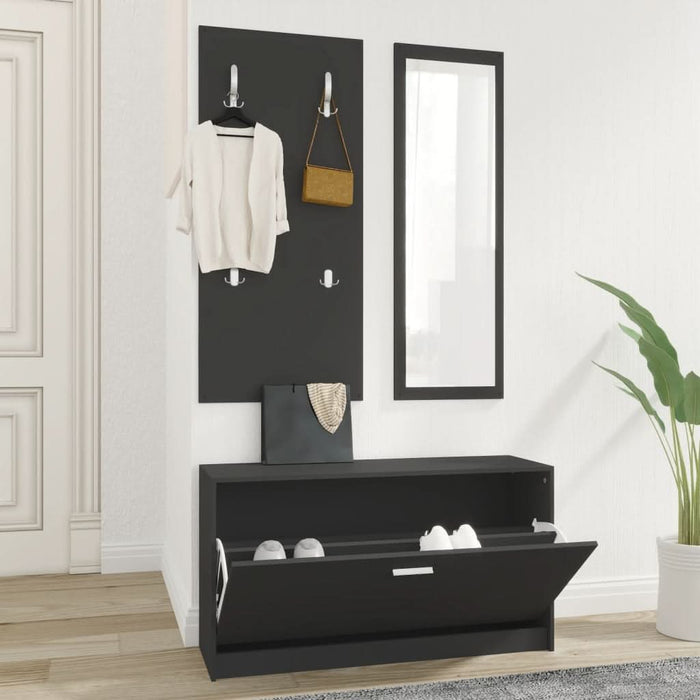 Set pantofar 3 în 1, negru, lemn prelucrat - WALTI WALTI