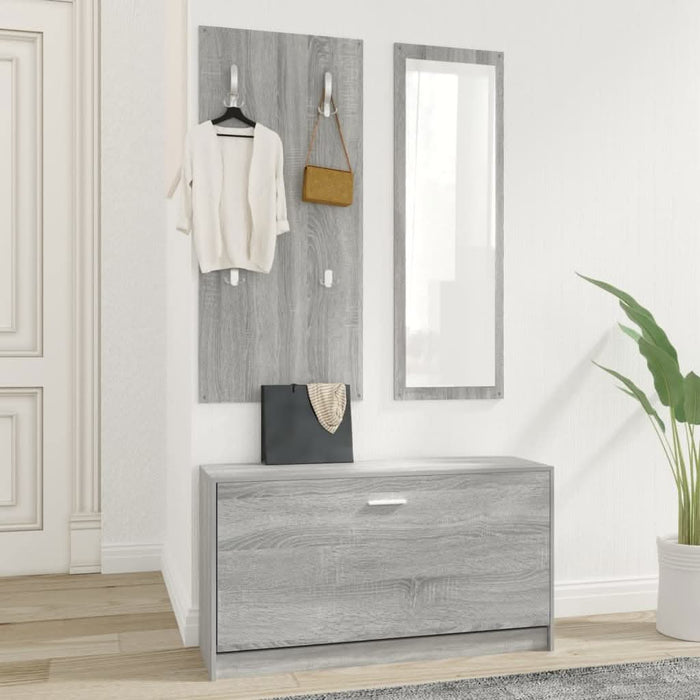 Set pantofar 3 în 1, gri sonoma, lemn prelucrat - WALTI WALTI