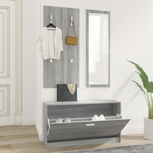 Set pantofar 3 în 1, gri sonoma, lemn prelucrat - WALTI WALTI