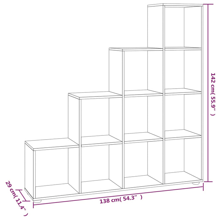 Bibliotecă în trepte, gri beton, 142 cm, lemn compozit - WALTI WALTI