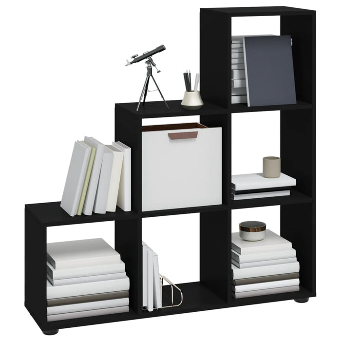 Bibliotecă în trepte, negru, 107 cm, lemn compozit - WALTI WALTI