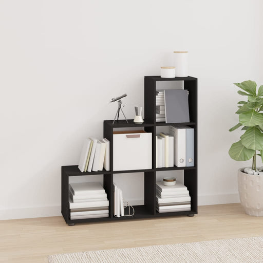 Bibliotecă în trepte, negru, 107 cm, lemn compozit - WALTI WALTI