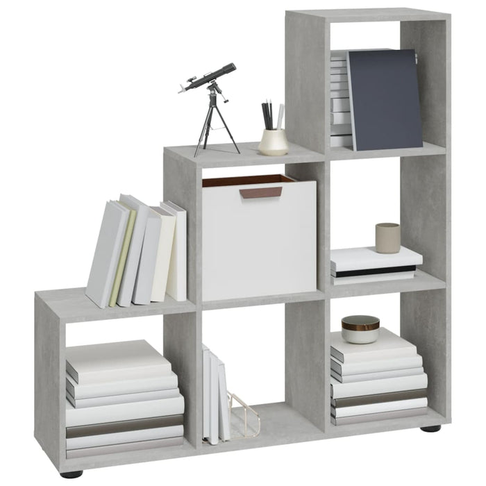 Bibliotecă în trepte, gri beton, 107 cm, lemn compozit - WALTI WALTI